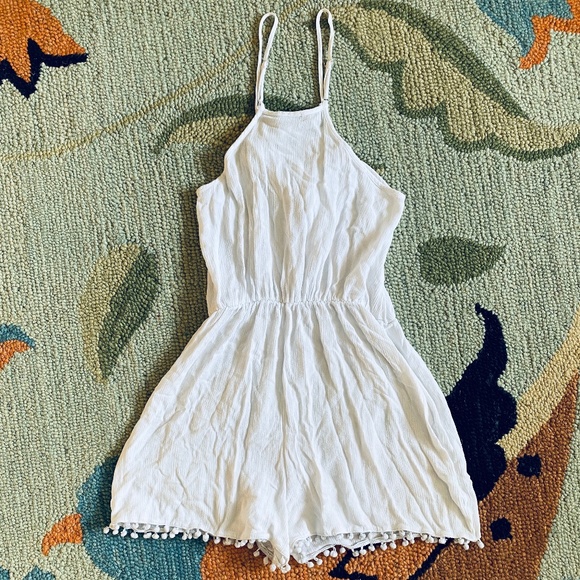 Calzedonia Cobey I White Romper I Lace-Up + Pom Pom Fringe - Picture 2 of 16